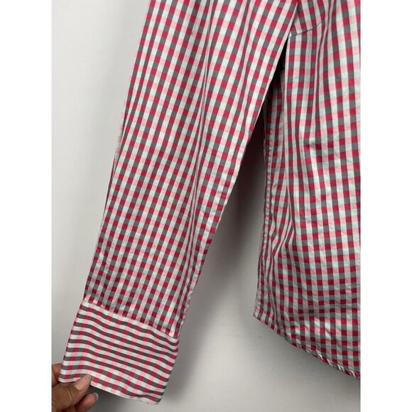 Robert Graham Pink Gingham Button Up Long Sleeve Flip Cuff Shirt Size L - Picture 5 of 8